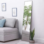 ANYHI Large Full Length Mirror, 65"x13.8" Door Mirror Full Length, 2 Hooks, Over The Door or Wall Monuted, Aluminum Frame, for Bedroom Bathroom Checkroom, Black