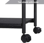 VASAGLE Heavy-Duty Printer Stand with Locking Wheels, 3-Tier Industrial Mobile Cart with Storage Shelf, Printer Table for Home, Office, 26.2-30.1" Adjustable Height, Ebony Black UOPS03B