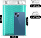 Fuxury Small Bubble Mailers 4x8 Inch 500 Pack, Teal Bubble Mailer, Self Seal Padded Envelopes Gifts Mailing Envelopes Bubble Padded for Shipping, Small Business Bulk