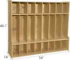Contender 8-Section Coat Locker with Bench & Cubby Storage, Classroom Wooden Backpack Cubby Storage Organizer with Hooks for Kids Room, Daycare [Comes Fully Assembled]