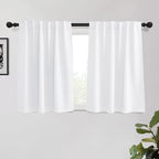 KGORGE 45 inch Curtains for Small Window, Privacy Room Darkening Drapes Thermal Insulation Noise Reducing Curtains for Living Room Kitchen, Rod Pocket, W52 x L45 inches, White, 2 Panels