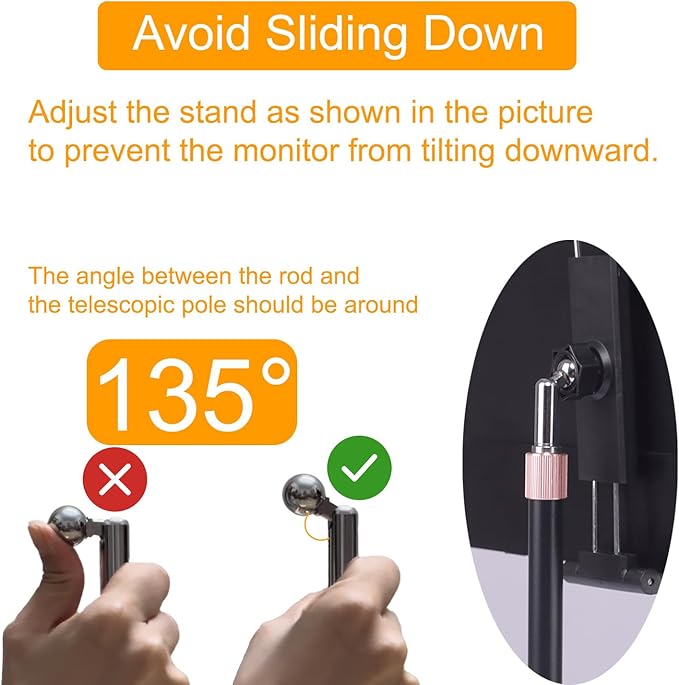 Portable Monitor Stand Tablet Stand for Desk Kindle Holder with Metal Disk, Telescopic Pole and Super Wide Clamp Portable Monitor Mount 15.6 inch 18.5 inch FL12C