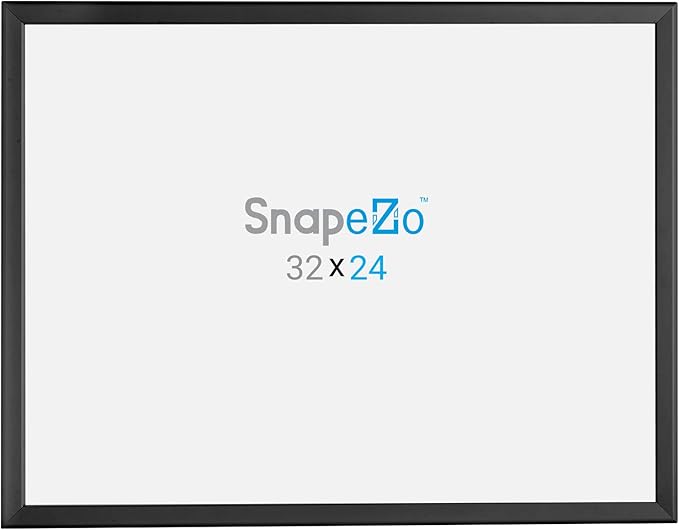 SnapeZo Poster Frame 24x32, Black, 1.25 Inch Aluminum Profile, Front-Loading Snap Frame, Wall Mounting, Professional Series