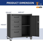 Tool Storage Cabinet, Rolling Tool Cabinet with 4 Drawers and 1 Door for Garage, Tool Room, Assembly Required(Black)