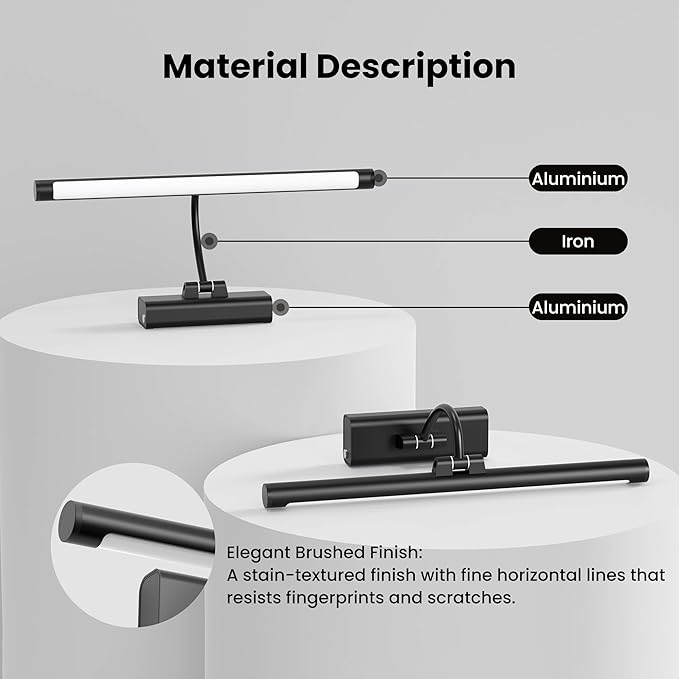 2 Pack Picture Lights for Wall 6000mAh - 16" Black Cordless Battery Powered Wall Mount Sconce with Dimmable Remote for Gallery Wall & Art Decor