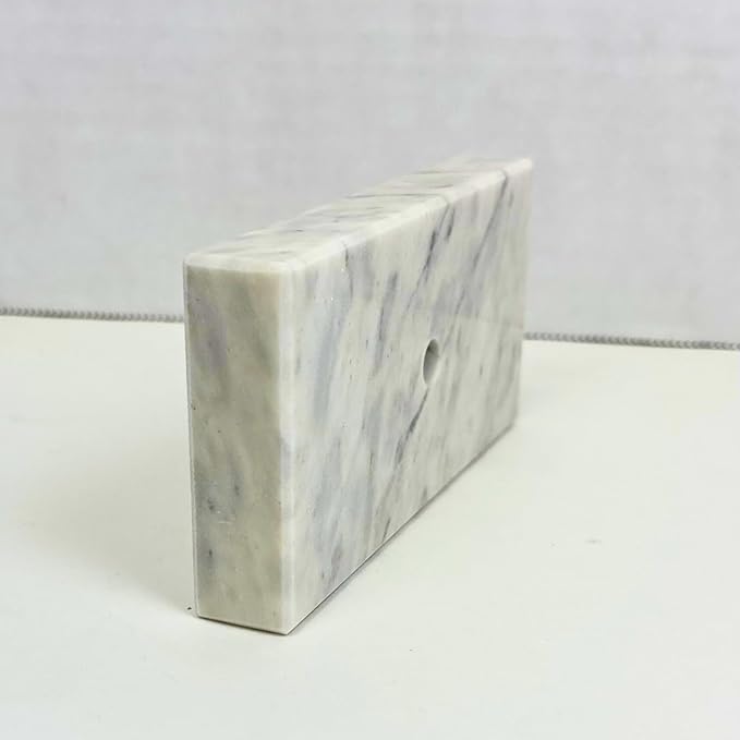 Genuine Marble Trophy Base – Polished Beveled Display Stand with Center Hole, 3/4" Thick, Multiple Sizes for Awards, Crafts & 3D Prints (White Marble, 2.5x5 inch)