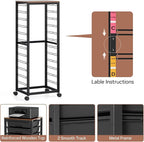 Rolling Cart with Drawers,12 Drawer Rolling Cart,Rolling storage cart with drawers,Black Rolling Drawer Cart,Teacher Rolling Cart for Classroom Storage,Craft Cart with Wooden Tabletop