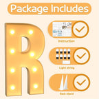 Marquee Letters 3 Feet Tall Large Light Up Letters R Wedding Mr and Mrs Sign Marry Me Engagement Party Decor Yellow Light Birthday Decorations Balloon Arch Kit Foam Sign R