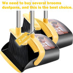 2-Pack is More economical，Upgraded Broom and Dustpan， with 52" Long Handle, Dustpan Teeth with self-Cleaning Function, Indoor and Outdoor Sweeping, Perfect for Home Office