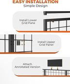 360° Foldable Grid Wall Panel, Three 6' x 4.25' Ft Double Side Gridwall Display Stand with Notice board, Heavy Duty Sturdy Floorstanding Wire Grid Rack, Movable Wheel for Retail Art Craft Fairs