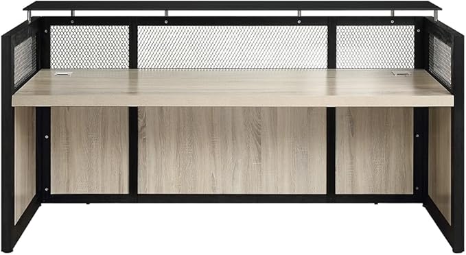 NBF Modern Reception Desk with Counter, Front Desk, Retail Checkout Counter, Office, Lobby, Salon, Store, 87" W x 30" D, Walnut