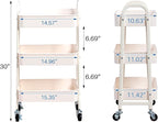 AGTEK 3-Tier Rolling Carts with Wheels, Rolling Utility Cart with Iron Frame for Kitchen, Plastic Shelves, Living Room, Office, White
