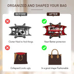 Doxo Purse Organizer Insert,Felt Bag Organizer with Zipper,Tote Organizer Insert Suitable for Lv Onthego GM & D Book Tote Bag Large and More (Red-With Cover)
