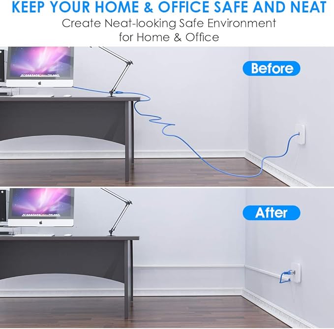 Delamu 128in Cord Hider for 1 Cord, Self-Adhesive Cord Covers for Wires on Wall, Easier Install Wire Covers for Cords on Wall, Cable Wire Hider, Cable Cover Management Raceway, W0.48 H0.3in, White