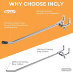 INCLY 50 Pack 6 Inch Pegboard Hooks, 1/4" Heavy Duty Peg Board Hooks Accessories with Rubber Tipped, Peg Board Tool Hangers Fit 1/4" Pegboard for Hanging Tools Garage, Craft Room, Kitchen, Store