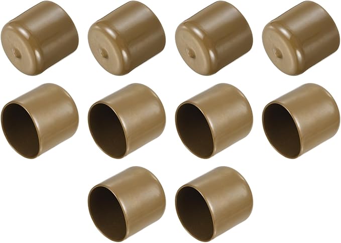 uxcell 10pcs Rubber End Caps 34mm ID Vinyl Round End Cap Cover Screw Thread Protectors Light Brown