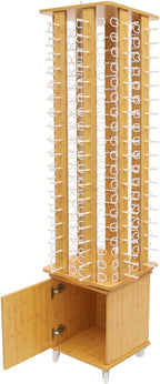Sunglasses Display Stand, 144 Pairs Wooden 360° Rotating Sunglass Eyeglass Holder Organizer, Glasses Hanger Storage Rack for Retail Commercial Display, W14.6*H66.1in (Yellow)