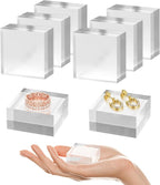 Acrylic Base 8 Pieces Acrylic Blocks for Display 2 X 2 X 1 Inch Square Riser Display Stands Trophy Base Pedestal Stands Clear Cube for Trophy Jewelry Props Food Party Crafts