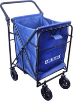 MATTAM Collapsible Basket Trucks Service Carts with Wheels for Material handling, 265 lbs Capacity，21" L x 18.9" W x 35.4" H (Blue)