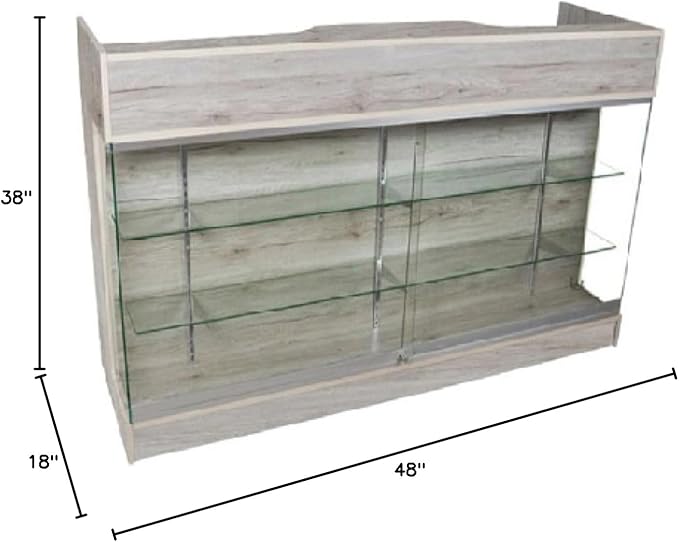 Only Hangers Barnwood Series Display Showcases and Retail Store Checkout Counters (Barnwood Ledge Counter with Glass Display, 6 Feet)