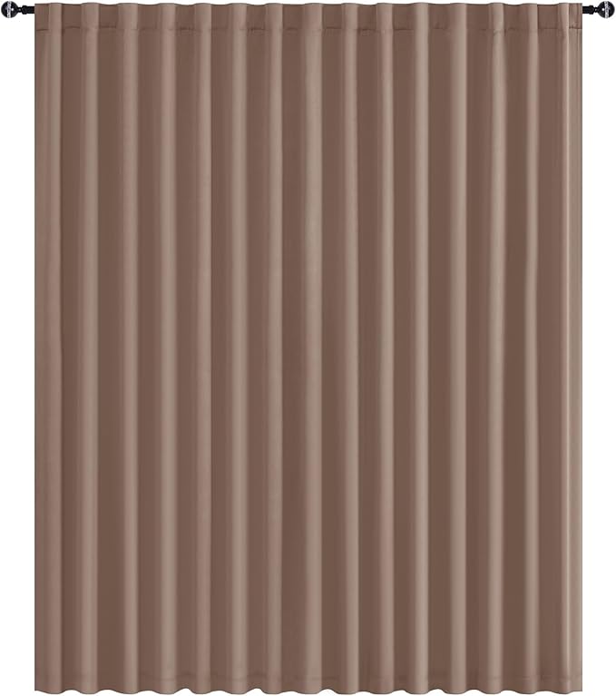 Hiasan Privacy Room Divider Patio Sliding Door Curtain Extra Wide Blackout Thermal Insulated Curtains with Back Tab & Rod Pocket for Bedroom Partition Living Room (120 x 84 Inches, Khaki)
