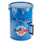 MirOil 6 Gallon Blue Oil Grease Bucket & Filter Pot – Steel Fryer Container w/Lid Lock & Clip, Food Grade Interior Coating - Hot Grease Collection Pot for Disposal Under Drain Valves – Model #30L