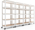 HOMEDANT House 5-Tier Metal Rolling Cart Shelf Rack Casters Heavy Duty Laminated Wheel Shelving Unit Adjustable Utility Storage Shelves Organizer Shelf Kitchen Garage (4, (S) 24.4" W, White)