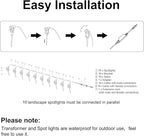 SUNTHIN Outdoor Landscape Lighting, 10 Pack Outdoor Spot Lights with Transformer for Yard, Plant, Lawn, Tree, Flags, House, Garden, Fence Use, IP65 Waterproof & Connectable