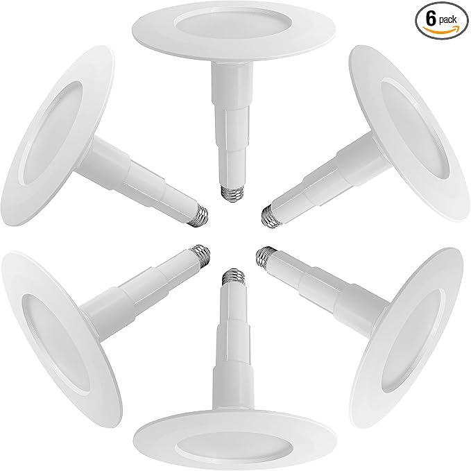 Jolux 6-Pack 5/6 Inch LED Can Lights Retrofit Recessed Lighting,12W=60W,2700K SoftWhite,800 Lumens,Dimmable Adjustable Retrofit Downlight,ETL,Damp Rated,Simple Installation Can Lights,Bevel Trim