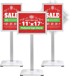 Sign Stand 11x17inch Pedestal Sign Holder Poster Stand 3Packs Adjustable Floor Standing Sign Holder with Heavy Duty Display Stand for Indoor Outdoor Business Store Sign Holders(Silver)