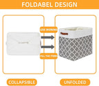 DULLEMELO Storage Baskets Large 17"x12"x15" Foldable Rectangular Storage Bins Baskets for Organizing [2 Pack] Fabric Nursery Storage Baskets for Home,Office,Closet,Clothes,Toys (White&Lattice Grey)