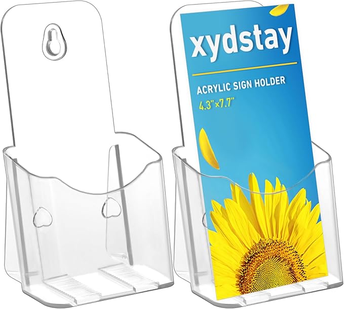 Acrylic Brochure Holder 4x9 Inches Slant Back Design, Clear Display Stand, Plastic Table Stand Sign Holder,Pamphlet Holder Flyer Holder,Display Stand,Table Signs Plastic Paper Holder for Office, Home, Store, 2 Pack