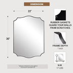 ANDY STAR Black Bathroom Vanity Mirror, 22x30 Irregular Wall Mirror, Scalloped Wall Mirror in Stainless Steel Metal Frame, Asymmetrical Mirror for Bathroom, Bedroom, Living Room, Mantel