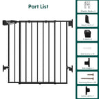 Babelio Baby Gate for Stairs & Doorways, 26-43" W 34" H Extra Tall| No Bottom Bar| Easy Installation| One-handed Operation| Auto-close| Hardware Mount (Drill Needed) Safety Dog/Pet Gate Indoor (Black)