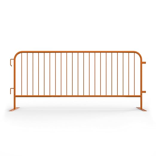 Angry Bull Barricades Metal Interlocking Steel Barricade (8.5 Ft. Heavy Duty, Flat Feet, Orange Powder Coated, Set of 20)
