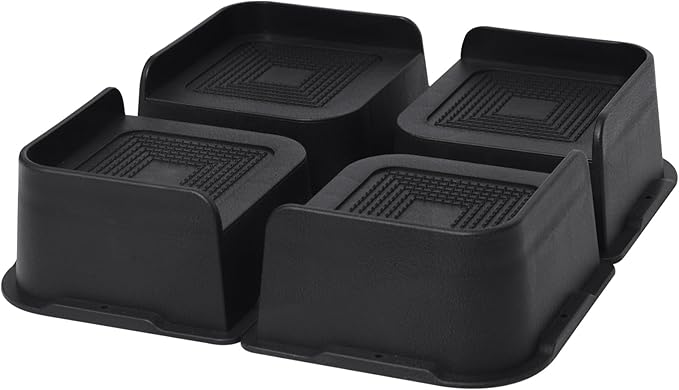 Bed Risers 2 inch, 3 inch, 4 inch, 6 inch or 8 inch Heavy Duty Furniture Risers, Up to 6000 Lbs L Shaped Design Bed Lifts Blocks for Couch Desk Sofa Table (Black, 3 Inch 4 Pack)