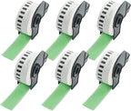 BETCKEY - Continuous Length Labels Replacement for Brother DK-2210 (1.1 in x 100 ft), Compatible with Brother QL Label Printers [6 Rolls/Continuous Labels, Green]
