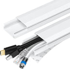 TV Cable Hider - 62.8in PVC Cord Hider Cable Management Wall, Paintable Cord Concealer for Wall Mounted TV, Cables Raceway White Wire Hider, Wall Wire Covers for Cords, 4* L15.7in *W1.2in *H0.59in