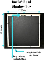 Tasse Verre 12x12 White Display Shadow Box (2-Pack) Frame w/Linen Background and 16 Stick Pins - Ready to Hang Shadowbox Picture Frame - Box Display Baby Memorabilia Wedding
