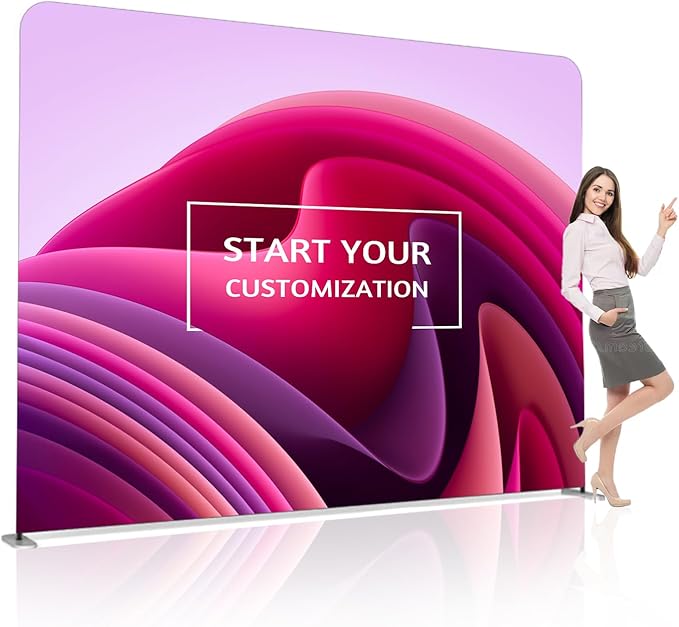 Customize Trade Show Display Holder Tension Fabric for Backdrop Frame and Banner Set - Double-Sided Printing 10×7.5 FT