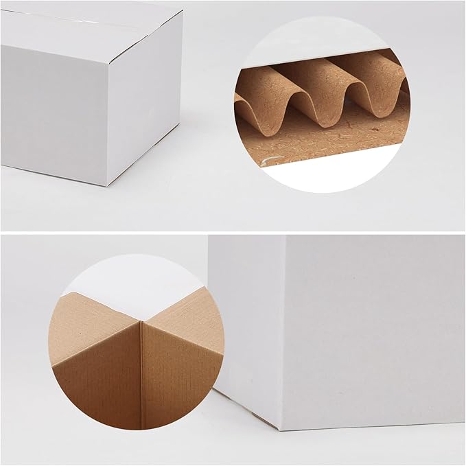 Calenzana 9x5x4 Shipping Boxes Set of 40, White Corrugated Cardboard Box for Mailing Packing Gifts Small Business