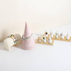 GemeShou Velvet bracelet display stand for selling, pink jewelry bangle holder with golden base, felt bracelet storage organizer for nightstand home decor【Bracelet holder-pink】