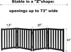 LZRS 4-Panel Wooden Free Standing Foldable Dog Gate Indoor – 24" High, Extra Wide Step-Over Safety Pet Gate for Doorways, Stairs, Hallways, Large Spaces & Playpen for Puppies Indoor Use, Black