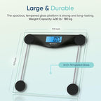Etekcity Digital Body Weight Bathroom Scale, Large Blue LCD Backlight Display, High Precision Measurements, 6mm Tempered Glass, 400 Pounds, Black