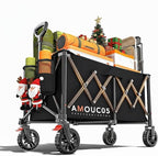 Wagons Carts Foldable, 350LBS Collapsible Wagon with 360° Rotating Wheels, Brakes, and Side Pocket, Large Capacity 160L Wagon Cart for Shopping, Park, Camping and Outdoor Use