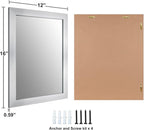 Ruomeng Wall Mirror Rectangle Decorative Mirror 12" x 16" for Entryway, Bedroom, Living Room, Nickel