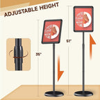 Pedestal Floor Stand Sign Holder for 11*17 inches Poster or chalk board, Snap open frame,360° Rotation,Outdoor Indoor Standing Display Sign Holders for commerical, directional use, Black