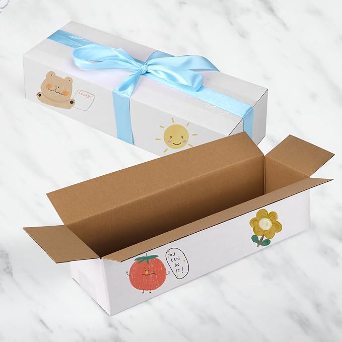 Calenzana 12x4x3 Shipping Boxes Set of 25, White Corrugated Cardboard Box for Mailing Packing Gifts Small Business