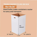 BOX USA 50 Gallon 18" L x 18" W x 36" H 10-Pack Cardboard Trash Cans and Recycling Bins, Reusable or Disposable Pop Up Garbage Boxes for Parties, Outdoor Events, Heavy Duty, Plain