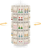 EsLuker.ly Earring Holder Organizer Rotating Display Tree Stand, Adjustable Height Earring Card Hanger Rack with 50 Hooks for Vendors Market Selling, 5 Tier Metal Jewelry Storage Tower, White